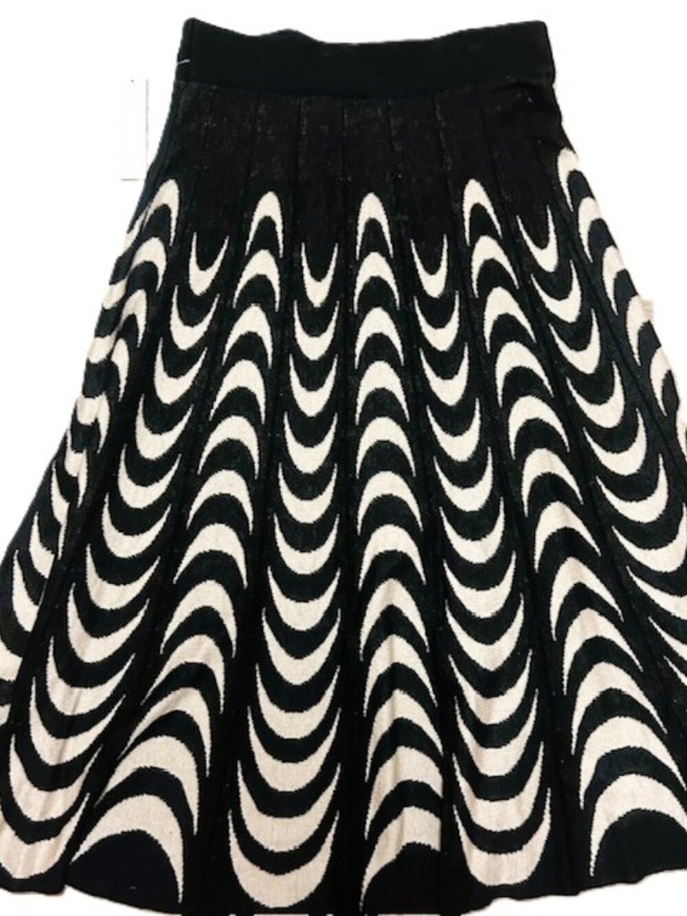 Vtg K I K I T Ladies Skirt L Knit Black Beige Cotton Blend Witchy NWT